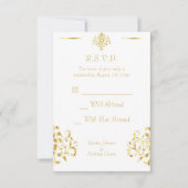 Elegant Gold and White Damask Wedding RSVP (Vorderseite)