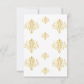 Elegant Gold and White Damask Wedding RSVP (Rückseite)