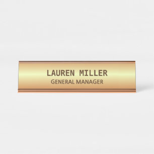 Elegant Gold anpassbar Schreibtischnamensplakette