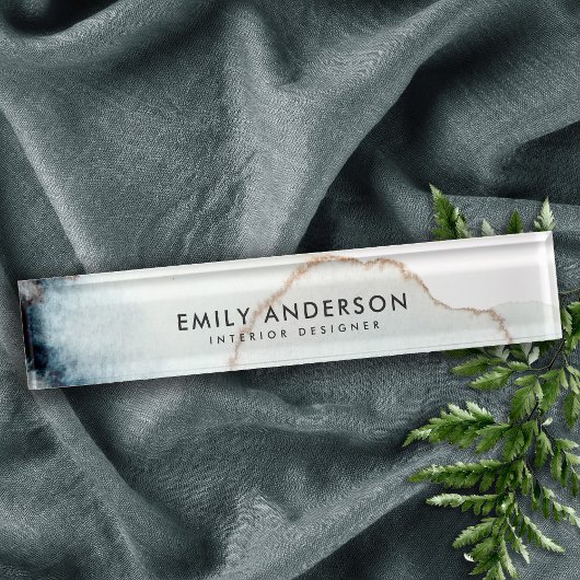 ELEGANT GOLD AQUA BLAUE BRUSH STROKE STAXTTEXTURE NAMENSPLAKETTE