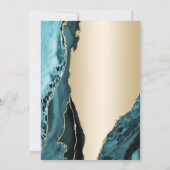 Elegant Gold Aquamarin Agate 50. Geburtstag Einladung (Rückseite)