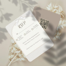 Elegant Gold Arch & Ribbon Bow Wedding RSVP Card 