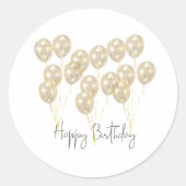 Elegant Gold Balloon Happy Birthday Runder Aufkleber (Vorderseite)