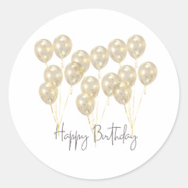 Elegant Gold Balloon Happy Birthday Runder Aufkleber