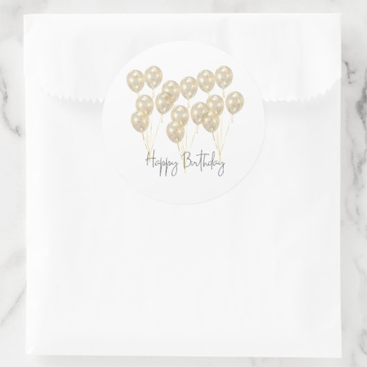 Elegant Gold Balloon Happy Birthday Runder Aufkleber (Tasche)
