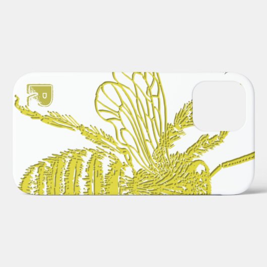 Elegant Gold Bee Monogram Case-Mate iPhone Case (Rückseite (Horizontal))