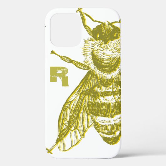 Elegant Gold Bee Monogram Case-Mate iPhone Case (Rückseite)