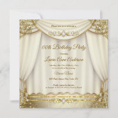 Elegant Gold Beige Creme Pearl Drapes Birthday Einladung (Vorderseite)