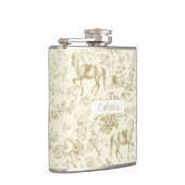 Elegant Gold Beige Reittier Toile Name Flachmann (Rechts)