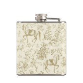 Elegant Gold Beige Reittier Toile Name Flachmann (Rückseite)