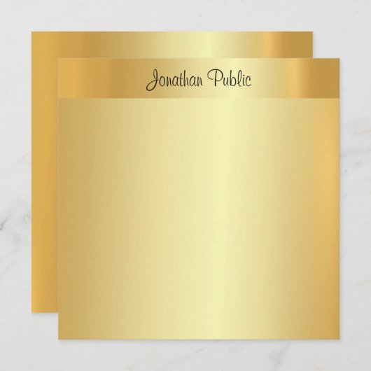 Elegant Gold Beruflicher gezeichneter Skriptname Mitteilungskarte (Vorne/Hinten)