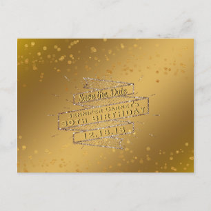 Elegant Gold Birthday Save the Date Ankündigungspostkarte