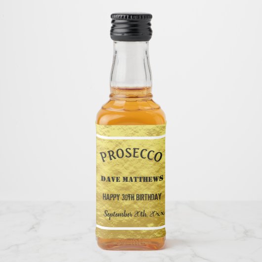 Elegant Gold Birthday Wedding Custom Alkoholflaschenetikett (Vorderseite)