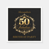 Elegant Gold Black 50th Birthday Celebration Serviette (Vorderseite)