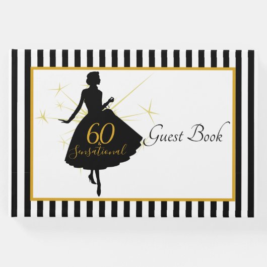 Elegant Gold Black 60. BIRTHDAY Party Gästebuch (Vorderseite)