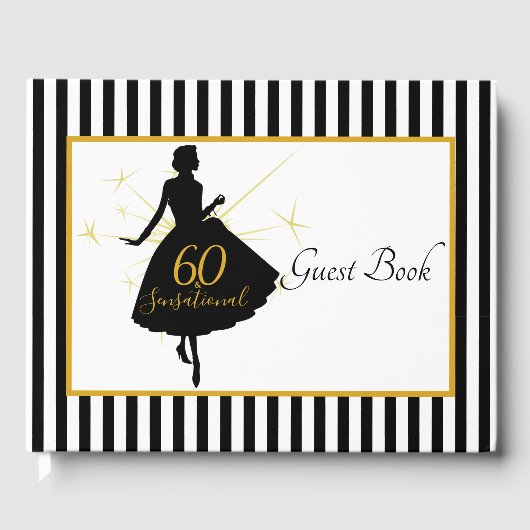 Elegant Gold Black 60. BIRTHDAY Party Gästebuch (Vorderseite)