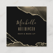 Elegant Gold Black Agate Marble Script