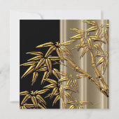 Elegant Gold Black Asian Bamboo Caramel Beige Einladung (Rückseite)