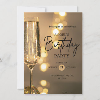 Elegant Gold Black Birthday Invitation Save The Date