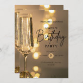 Elegant Gold Black Birthday Invitation Save The Date (Vorne/Hinten)