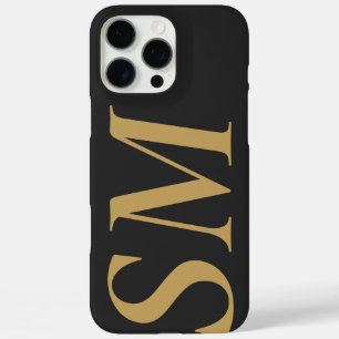 Elegant Gold Black Bold Initial Monogram iPhone 16 Pro Max Hülle