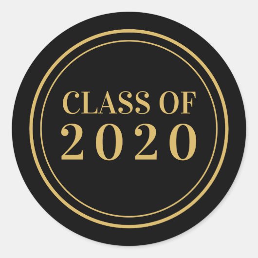 Elegant Gold Black Class of 2020 Class Wiedersehen Runder Aufkleber (Vorderseite)