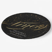 Elegant Gold Black Confetti 90. Geburtstag Pappteller (Schrägansicht)