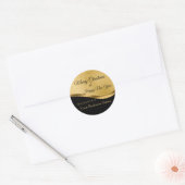 Elegant, Gold & Black Damask, Urlaub Runder Aufkleber (Umschlag)