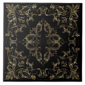 Elegant Gold Black Fliese (Vorderseite)