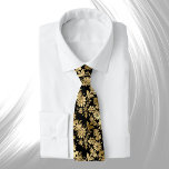 Elegant Gold Black Floral Glam Krawatte<br><div class="desc">Elegantes Gold Floral Design auf schwarz</div>