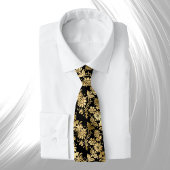 Elegant Gold Black Floral Glam Krawatte