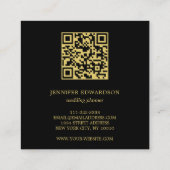Elegant gold black flowers QR code professional Quadratische Visitenkarte (Rückseite)