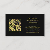 Elegant gold black flowers QR code professional Visitenkarte (Rückseite)