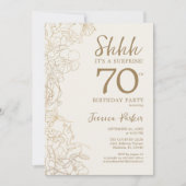 Elegant Gold Black Foto Überraschung 70. Geburtsta Einladung (Vorderseite)