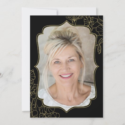 Elegant Gold Black Foto Überraschung 70. Geburtsta Einladung (Rückseite)