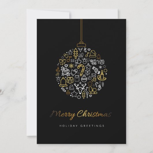 Elegant Gold & Black Frohe Weihnachten (Vorderseite)