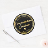 Elegant Gold | Black Grad Cap Class of 2023 Runder Aufkleber (Umschlag)