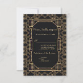 Elegant Gold Black Great Gatsby 1920s Wedding RSVP (Vorderseite)