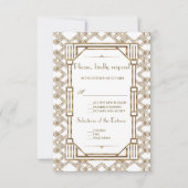 Elegant Gold Black Great Gatsby 1920s Wedding RSVP (Vorderseite)