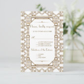 Elegant Gold Black Great Gatsby 1920s Wedding RSVP (Stehend Vorderseite)
