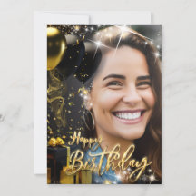 Elegant Gold Black Happy Geburtstagsfeier