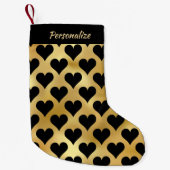 Elegant Gold Black Hearts Personalized Kleiner Weihnachtsstrumpf (Vorderseite)