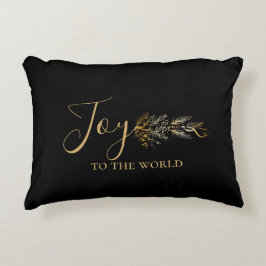 Elegant Gold Black Joy Personalisierte Weihnachten Dekokissen