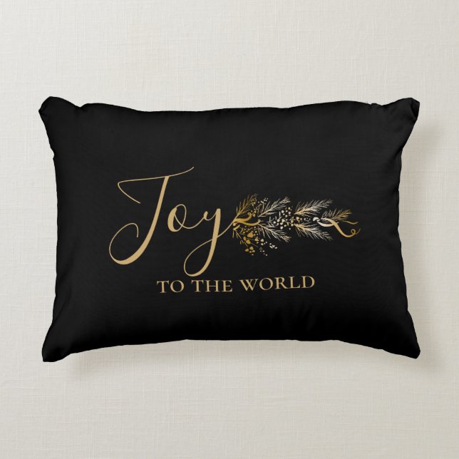 Elegant Gold Black Joy Personalisierte Weihnachten Dekokissen (Vorderseite)