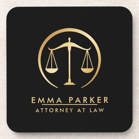 Elegant Gold & Black Lawyer Black Getränkeuntersetzer (Vorderseite)