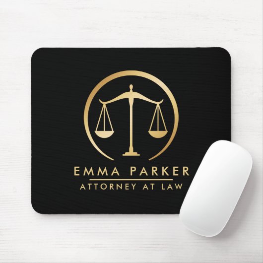 Elegant Gold & Black Lawyer Black Mousepad (Mit Mouse)