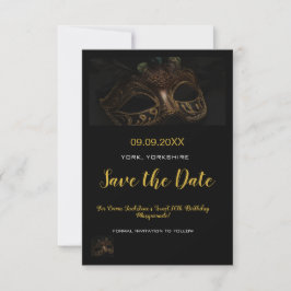 Elegant Gold Black Masquerade Maske Thema Sweet 16 Save The Date