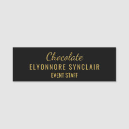 Elegant Gold Black Minimal Chocolate Event Staff  Namensschild
