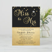 Elegant Gold Black Miss an Mrs. Brautparty Einladung (Stehend Vorderseite)