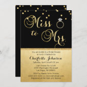 Elegant Gold Black Miss an Mrs. Brautparty Einladung (Vorne/Hinten)